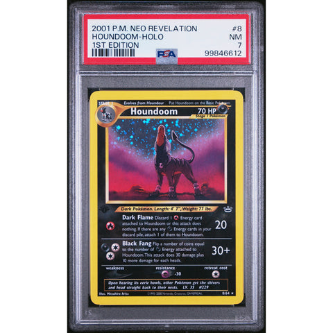 2001 POKEMON NEO REVELATION 1ST EDITION HOUNDOOM 8/64 PSA 7