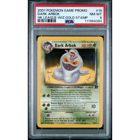 2001 POKEMON PROMO DARK ARBOK WIZARD GOLD STAMP 19/82 PSA 8