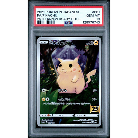 2021 POKEMON JAPANESE 25TH ANNIVERSARY COLLECTION PIKACHU 001/025 PSA 10