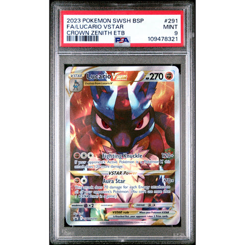 2023 POKEMON CROWN ZENITH LUCARIO VSTAR PROMO SWSH291 PSA 9