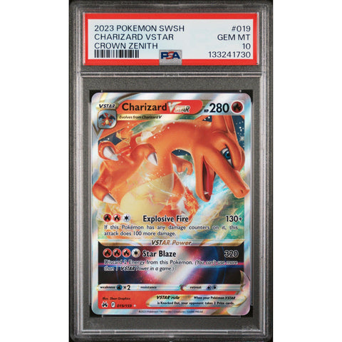 2023 POKEMON SWORD SHIELD CROWN ZENITH CHARIZARD VSTAR 019/159 PSA 10