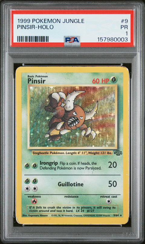 1999 POKEMON JUNGLE PINSIR HOLO 9/64 PSA 1
