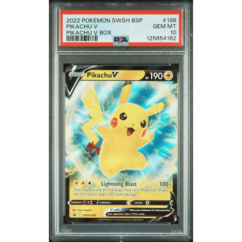 2022 POKEMON BLACK STAR PROMO PIKACHU V SWH198 PSA 10