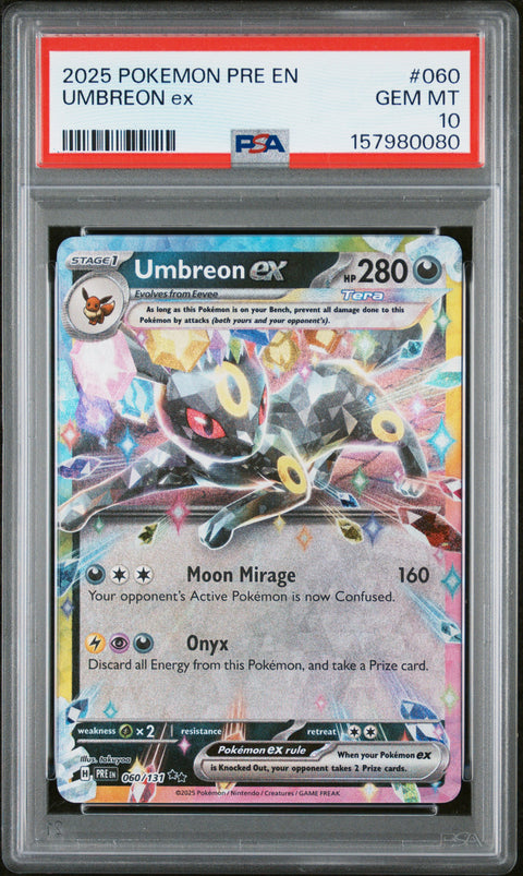 2025 POKEMON PRE ENPRISMATIC EVOLUTIONS UMBREON EX 060/108 PSA 10