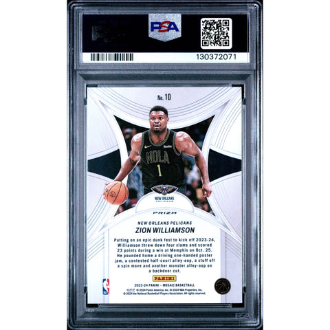 2023 PANINI PANINI MOSAIC EPIC PERFORMERS ZION WILLIAMSON GREEN 10 PSA 9