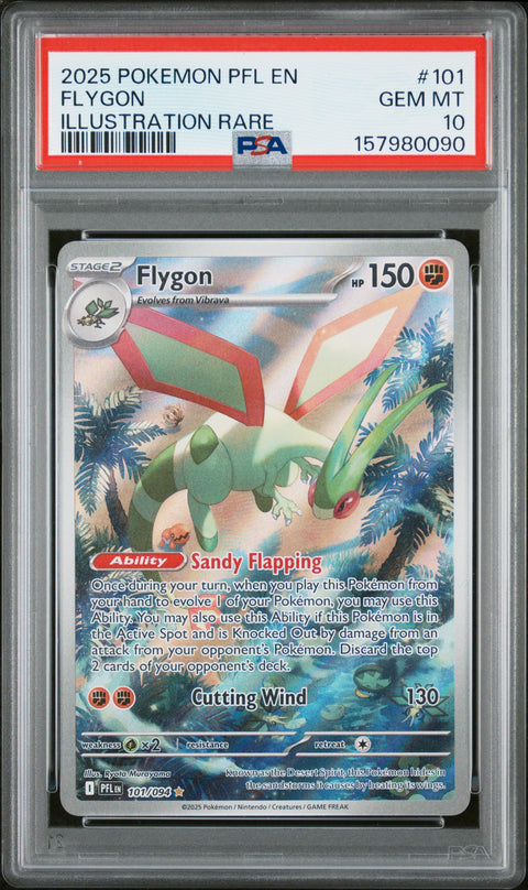 2025 POKEMON PHANTASMAL FLAMES FLYGON ILLUSTRATION RARE 101/094 PSA 10