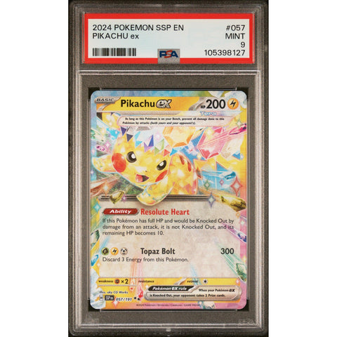 2024 POKEMON SURGING SPARKS PIKACHU EX 057/191 PSA 9