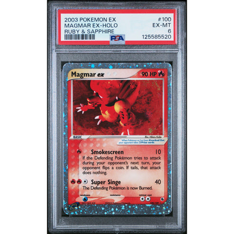 2003 POKEMON EX RUBY & SAPPHIRE MAGMAR EX-HOLO 100/109 PSA 6
