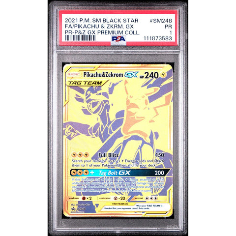 2021 POKEMON BLACK STAR PROMO PIKACHU ZEKROM GX SM248 PSA 1