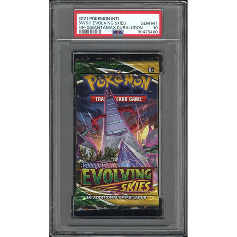 2021 POKEMON EVOLVING SKIES BOOSTER PACK PACK GIGANTAMAX DURALUDON PSA 10