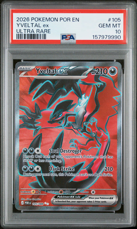 2026 POKEMON POR EN-PERFECT ORDER YVELTAL EX ULTRA RARE 105 PSA 10