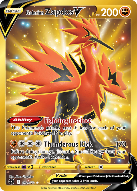 Galarian Zapdos V (Secret) - 182/172